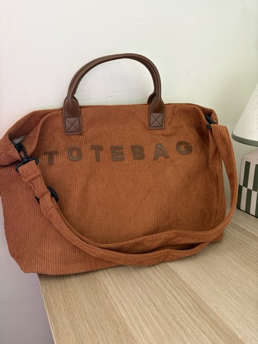New orange corduroy tote bag - corduroy,
