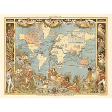 Map Colomb 1886 Extent British Empire Large Wall Art Print 18X24 In