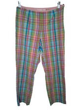 Liz Claiborne Audra Size 14 Women’s Pink Orange Plaid Capri Cropped Pants, EUC