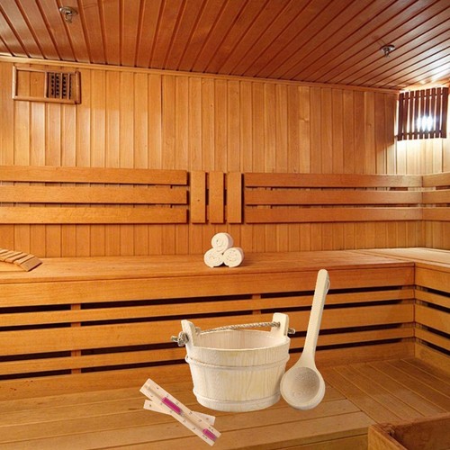 Wood sauna barrel - wood, ladle