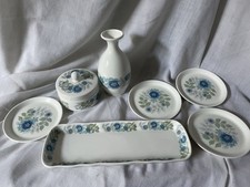 Vintage Wedgewood Clementine Flower Set 7 Pieces, Bud Vase, Tray Trinket Dishes