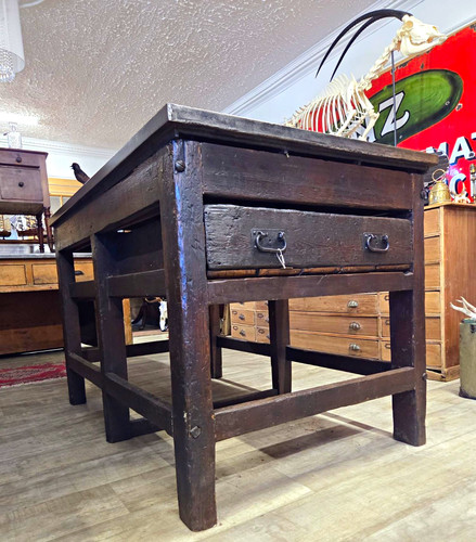 Antique industrial workbench - industrial,