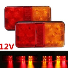 12V 10 Led Rear Tail Lights Lamp Pair 4 Function Trailer Caravan Truck Lorry UK