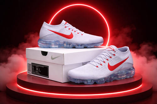 Vapormax flyknit white red - vapormax,