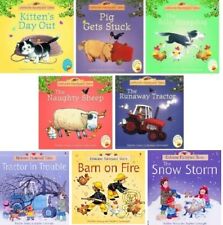 NEW x 8 USBORNE FARMYARD TALES)  TRACTOR PIG SHEEP KITTEN SNOW  21 x 21cm 