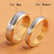 Titanium Steel Engraved Engagement Party Finger Couple LOVE Heart Wedding Rings