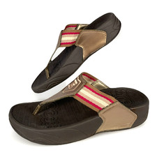 Thera Shoe Womens Flip Flop Therapeutic Sandals Gold Brown Pink Thong Shoes, 5