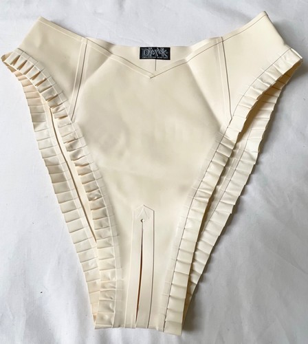 Latex white frilly knickers - latex,