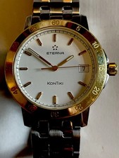 Eterna KonTiki Quartz Men's Watch Steel/ solid Gold 18k Bezel Date 36mm