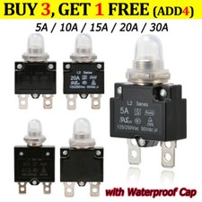 5-30AMP DC50V AC125/250V Manual Reset Push Button Switch Thermal Circuit Breaker
