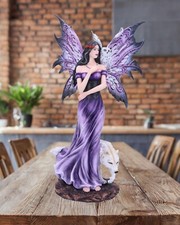 Large Fairy with Wolf & Owl Figurine Gothic Ornament New & Boxed 39.5cm