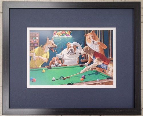 Dogs playing pool custom - dogs,