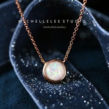 Rose Gold Fire Opal Pendant