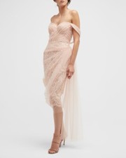 Reem Acra Tulle Overlay