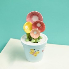 4x Ceramic Flower Spoon Set