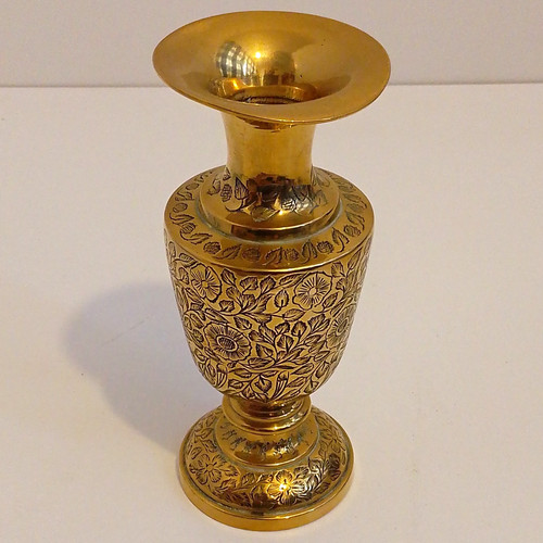 Vintage brass vase - vintage,