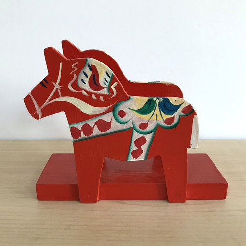 Red dala horse wooden - wooden, napkin
