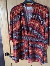 Ann. Harvey Tunic Top 20 Orange Reds V Neck