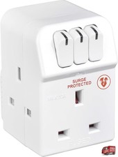 Masterplug 3 Socket Surge Protected Adaptor – Individual Switch Control