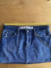 Large Fake London Genius low rise two tone denim mini skirt bull terrier & chain