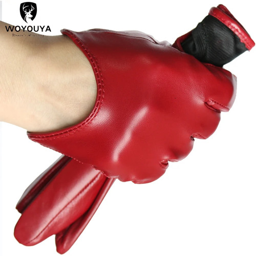 Women leather gloves short - women,