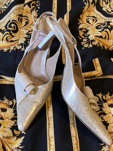 Renata ivory pearlised leather
