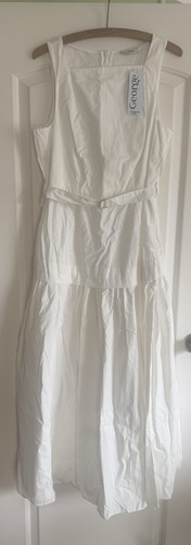 Ladies belted white cotton - white,