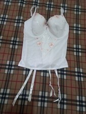 Corset Basque Bra 36D Underwired Lightly Padded With Suspenders