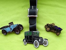 3 Vintage car automobile vehicles enamel lapel pin badges  (1970s)