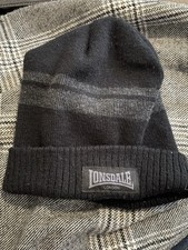 Men's /Unisex Grey/Black Lonsdale Beanie Hat Acrylic