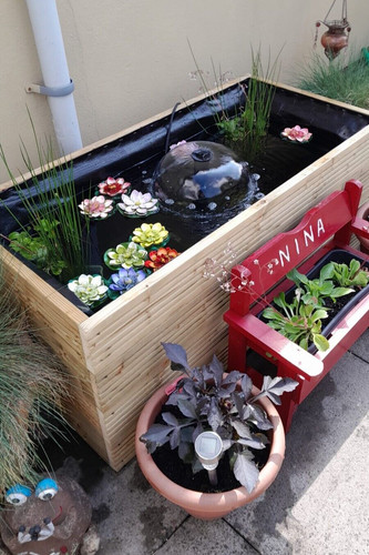 Raised garden pond - garden, wooden