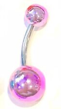 Steel Belly Bar - Glass Coated Acrylic Balls - 6mm 8mm 10mm 12mm 14mm 16mm 19mm