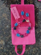Stylish Lola Rose Bracelet.  Blue Sandstone With Bright Blue And Pink Gemstones.