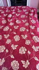 Laura Ashley Red Chenille Throw  With White Roses. 55" x 75".