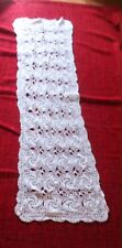 Vintage Handmade Crochet Table  Runner Cover Throw Arts Crafts Shabby Chic White