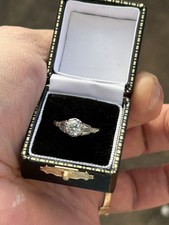 Superb gift! Art Deco Solid 18ct Gold & Platinum Aquamarine Solitaire ring Sz M