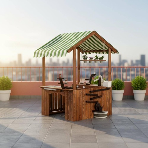 Wooden outdoor playhouse - wooden,