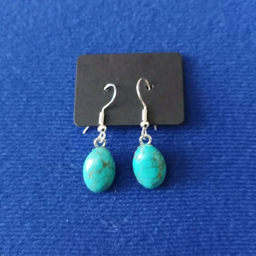 Earrings turquoise ovals - earrings,,
