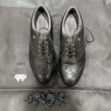 FootJoy FJ AQL Aqualite Spike Black Leather Golf Shoes UK 7.5 Usa 8.5 Vgc