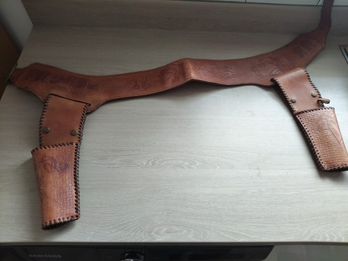 Vintage leather western gun - leather,