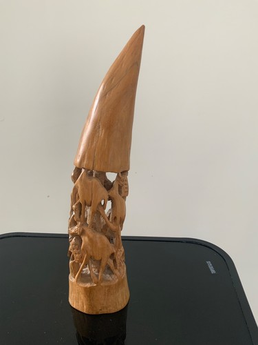 Hand carved wooden tusk animal - wooden,