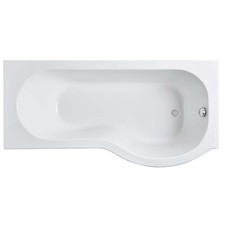 Nuie Bath Right Hand P Shaped Shower Bath Modern Acrylic Bathtub White 1600mm
