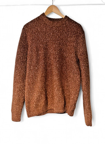 Brown orange textured crew - textured,
