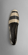 Burberry Two Tone Striped Raffia Hodgeson Espadrilles Size 37 US 6.5