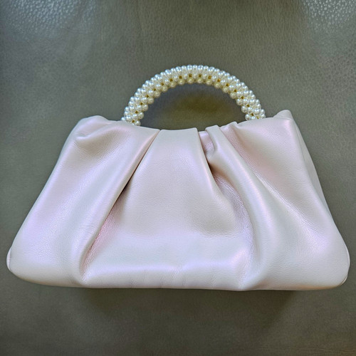Ivory pleated bridal clutch - pleated,