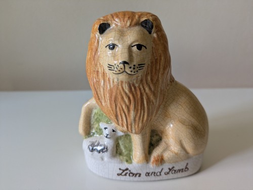 Vintage ceramic lion and - and, lamb