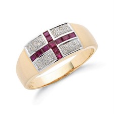9ct Yellow Gold Gents Ruby &
