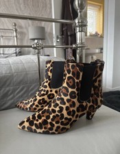 Gorgeous Dune mid heel leopard print pointed toe ankle boots-RRP £120.00