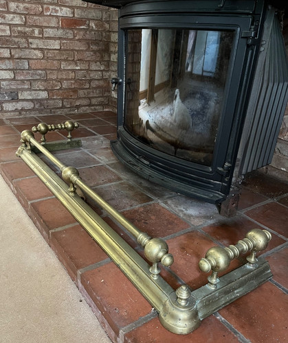 Large vintage brass fireplace - vintage,
