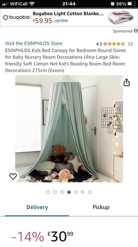 Kids green bed - green, canopy